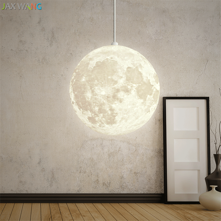 북유럽 3d 인쇄 음력 달 펜던트 조명 오브 보틀링 바 현대 침실 Bedsides 따뜻한 식당 매달려 램프 비품/Nordic 3d Print Lunar Moon Pendant Lights Orb Living Room Bar Modern Bedroom Bedsid